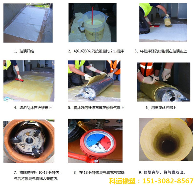 非開挖原位內(nèi)襯修復(fù)氣囊 管道點(diǎn)修修復(fù)氣囊 修復(fù)樹脂供應(yīng)商5